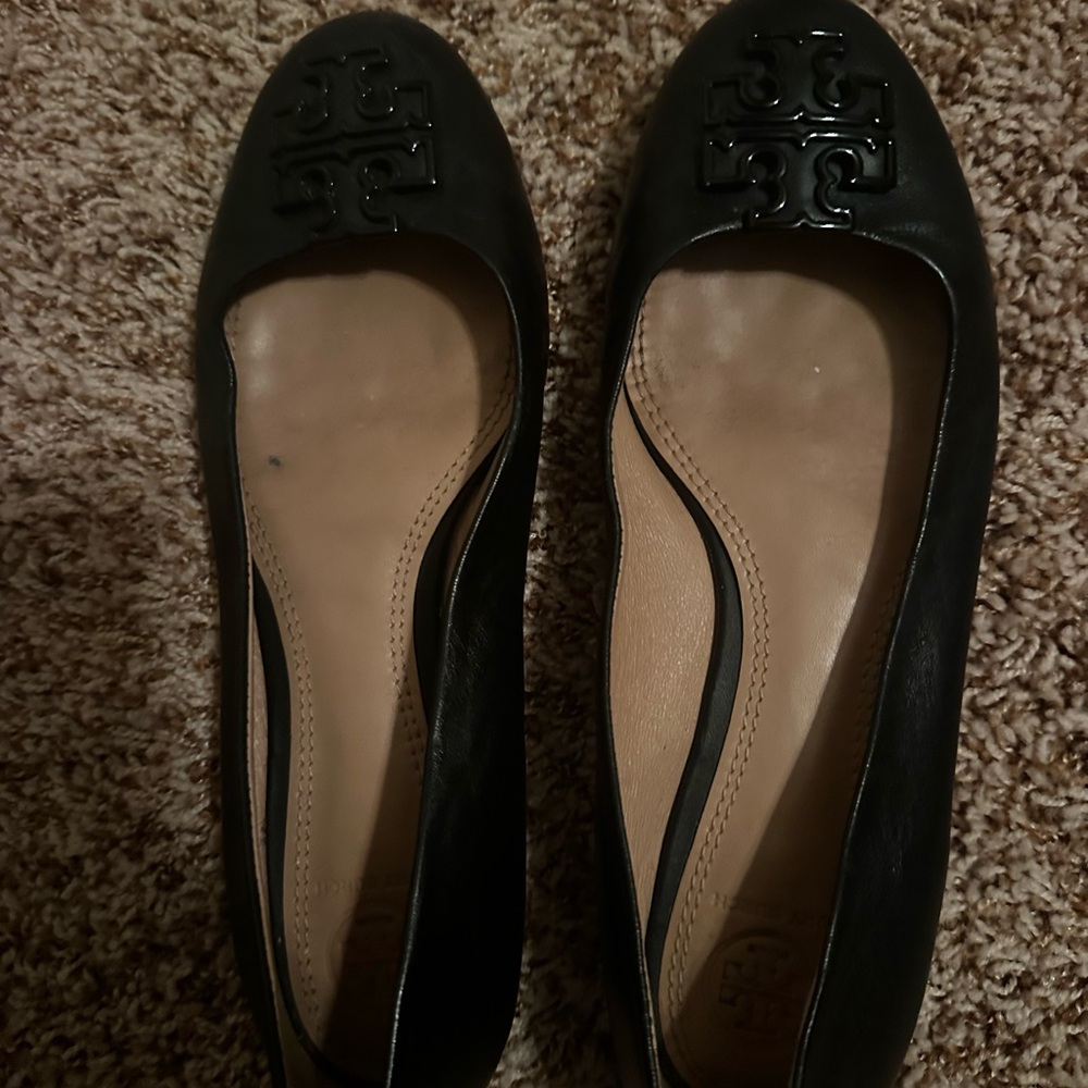 Tory Burch Black Patent Logo Ballet Flats